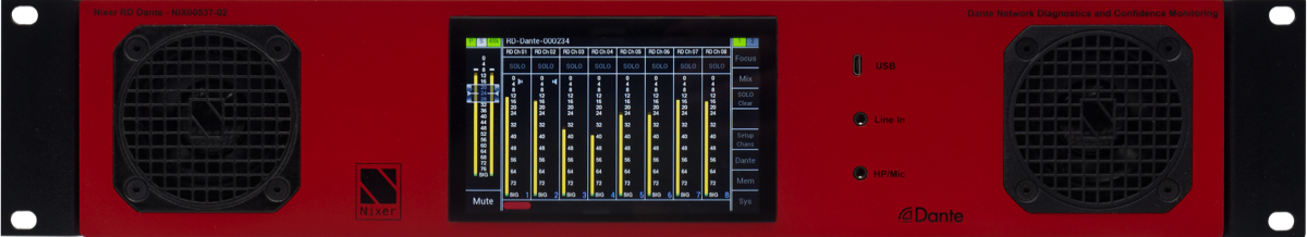 Picture of Nixer RD Dante - 2U rack mounted 64 channel Dante monitor